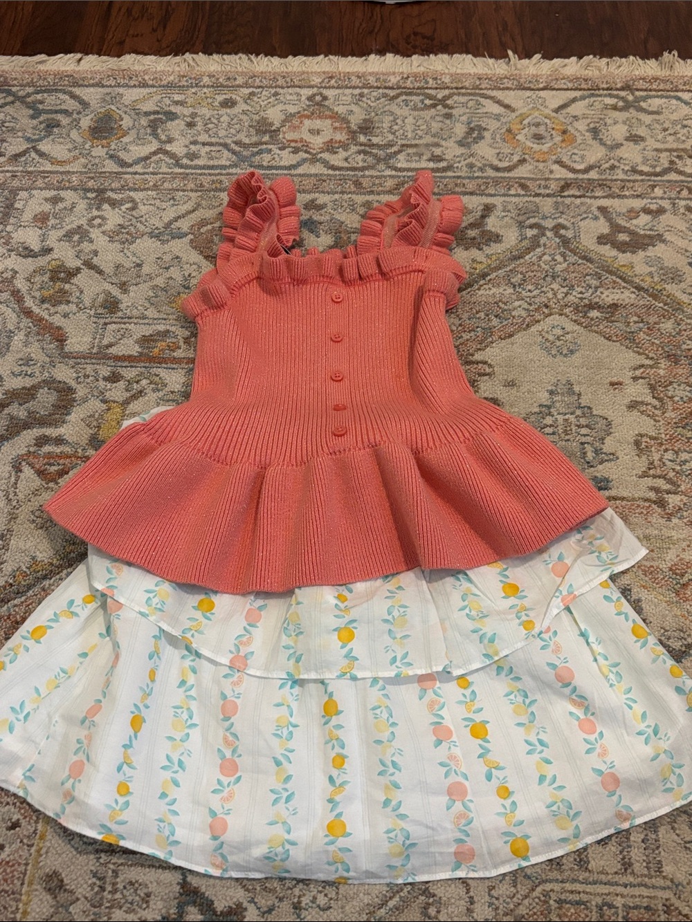 Janie and Jack Coral Ruffle Knit Peplum Tank